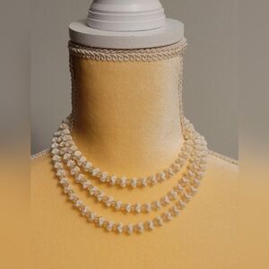 Vintage West Germany 3-strand milk glass and Crystal Necklace